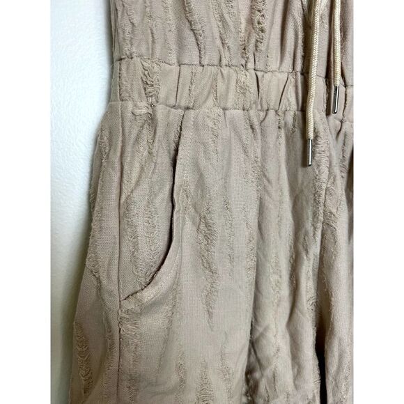 Essue Tan Romper Off Shoulder Distressed Small - Picture 3 of 5